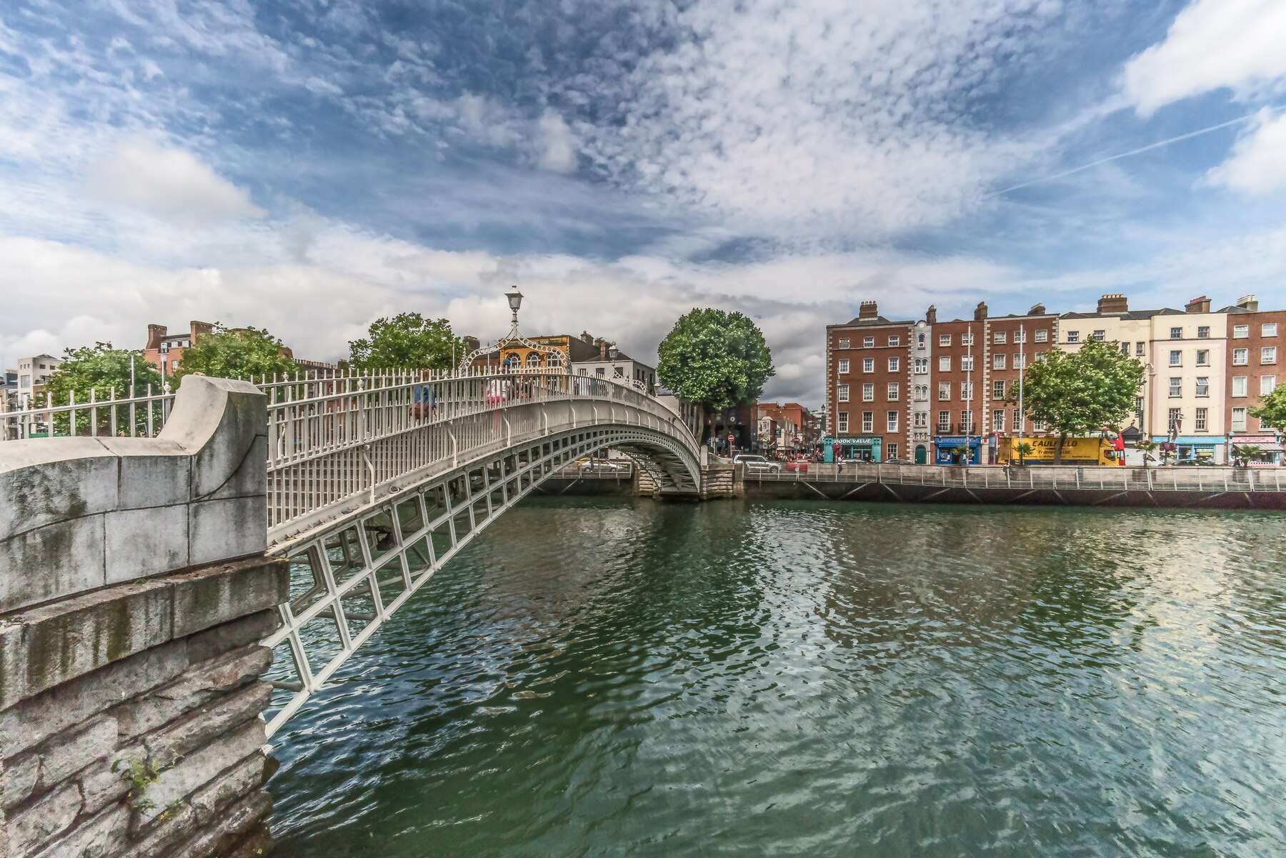 The Ha'penny Bridge over the River Liffey in Dublin